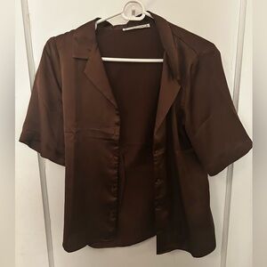 Abercrombie Short-Sleeve Satin Button-Up Shirt